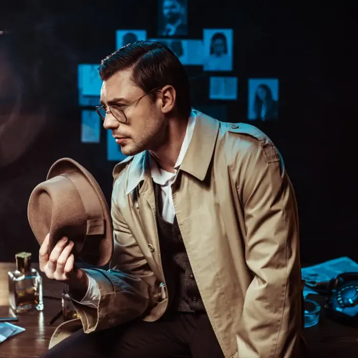 Detetive privado em escritório